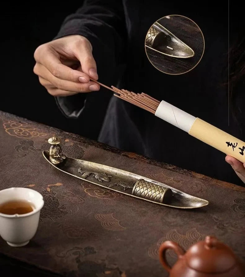 Creative Incense Holder Aromatherapy Ornament Incense Holder Boat Old Men Fishing Japanese Style Incense Stick Burner Home Decor Beauty World Shop