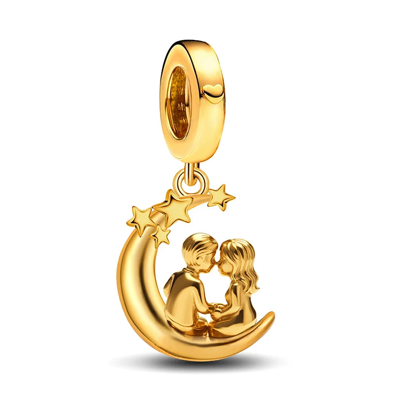 Shecharms 925 Sterling Silver Love Heart Firefly Golden Series Charms Fit DIY Making Bracelet Necklace High Quality Fine Jewelry Beauty World Shop