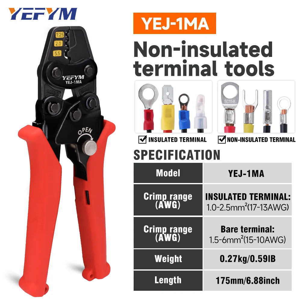 Insulated Terminals & Non-Insulated Terminals Cold Crimping Pliers Multifunctional Ratchet Crimping Tool Model Beauty World Shop