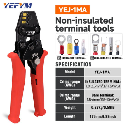 Insulated Terminals & Non-Insulated Terminals Cold Crimping Pliers Multifunctional Ratchet Crimping Tool Model Beauty World Shop