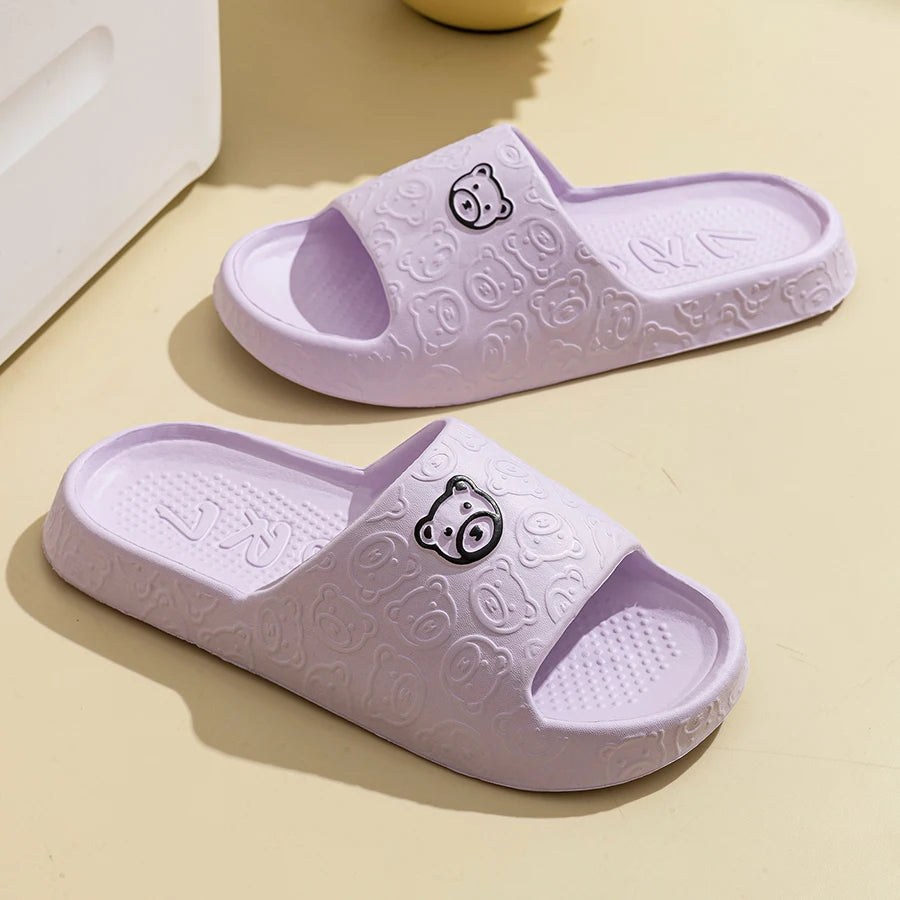 Fashion Women's Slippers Indoor Soft Sole Cartoon Bear Print Slides Bathroom EVA Indoor Men Summer Outdoor Cool Shoes Couple Beauty Fashion