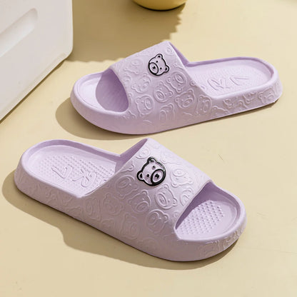 Fashion Women's Slippers Indoor Soft Sole Cartoon Bear Print Slides Bathroom EVA Indoor Men Summer Outdoor Cool Shoes Couple Beauty Fashion
