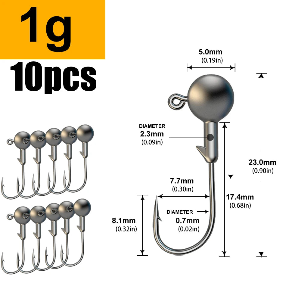 JYJ 1g 2g 3g 4g 5g 10g 20g 22g 25g 28g crank Jig head hook fishing hook head Jig lure hard bait soft worm jig hook for fishing Beauty World Shop