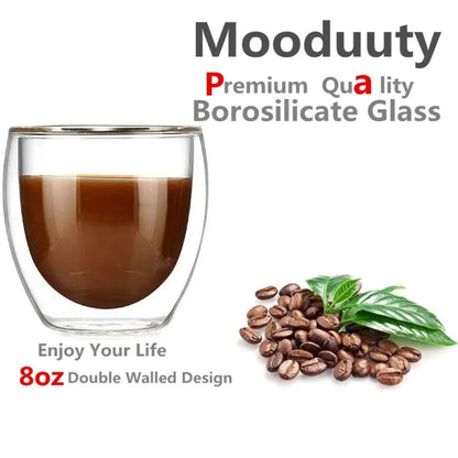 6pcs Double Wall Glass Cup 80ml Cute Mugs Coffee Cups Drinking Glasses for Drinks Personalized Mug Beer Tea Cup Set Beauty Trend Shop