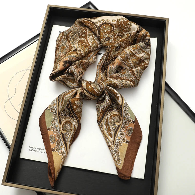 60Colors Luxury Scarf Women 70*70Cm Silk Feel Square Hair Wrapping Foulard Satin Shawl Big Size Head Bandana Hijab Handkerchief Beauty World Shop