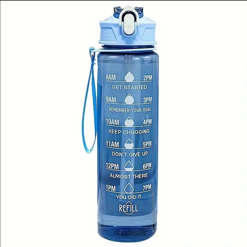 800ml/27oz Large Capacity Sports Water Bottle Leak Proof Plastic Drinking Cup With Time Scale Suitable For Travel Fitness Sports Beauty World Shop