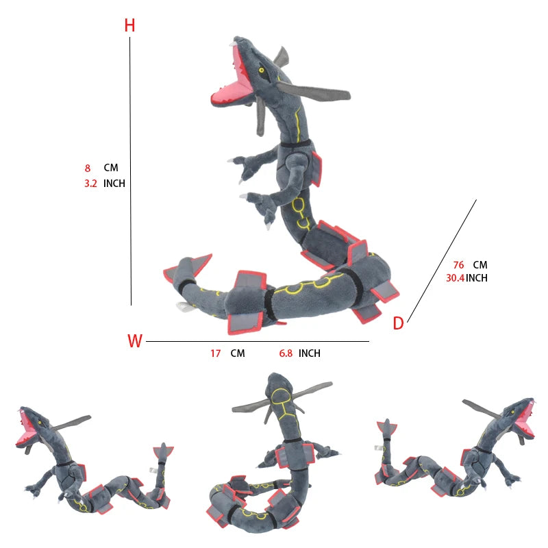 Shiny Rayquaza Plush Toys Stuffed Animal Game for Collectible Gift,Soft Plushies,Cute Cartoon Character Black 12 Inch Beauty World Shop