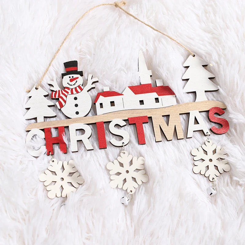 Gnome Santa Claus Wooden Hanging Ornament 2024 Merry Christmas Decoration for Home Door Xmas Tree Pendants Navidad New Year 2025 Beauty World Shop