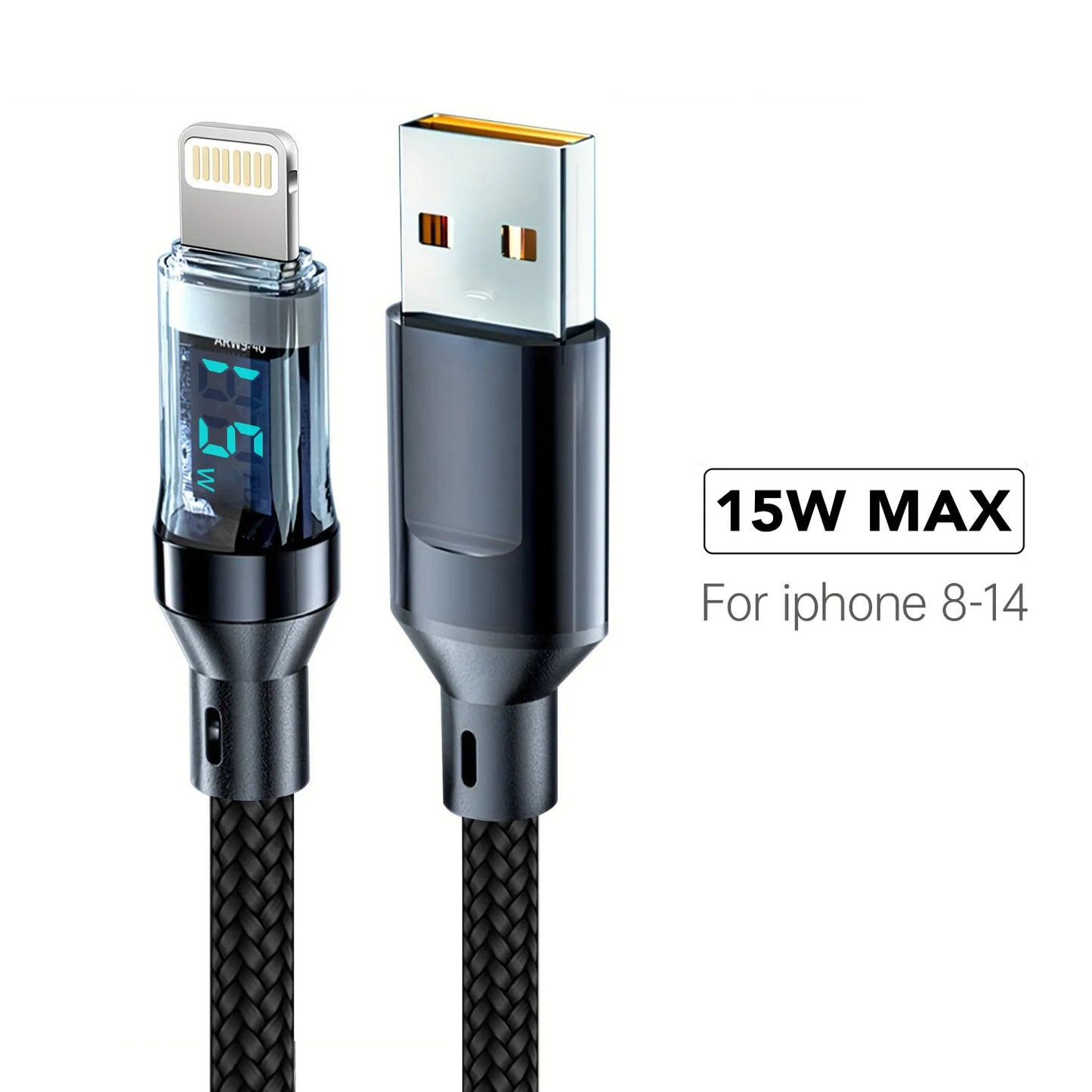 OOZCC LCD Watt Display Cable, Max 120W Super Fast Charging USB Type C Cable Data Transfer, USB A to Lightning for IPhone14 Pro Beauty World Shop