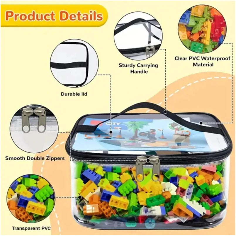 Transparent Mesh Zipper Toy Storage Bag - Large Capacity Puzzle and Block Organizer, Ideal for Toy and Building Block Storage So Beauty World Shop