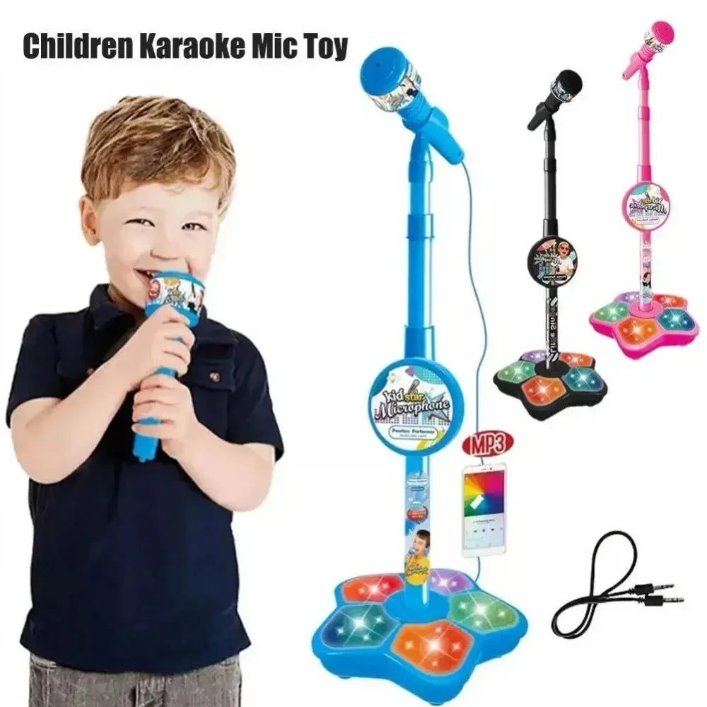 Kids Rocking-Roll Microphone with Stand Karaoke Song Music Instrument Toys Brain-Training Educational Toy Birthday Gift Girl Boy Beauty Fashion