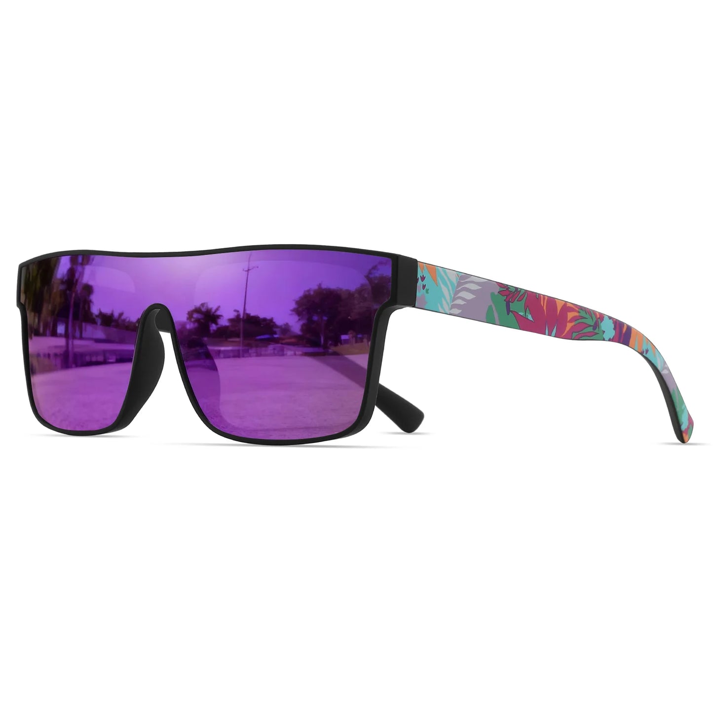 Classic Square Fashion Sports Sunglasses - Patterned Temples, Unisex for Cycling, Hiking, Travel - Perfect Gift Beauty World Shop