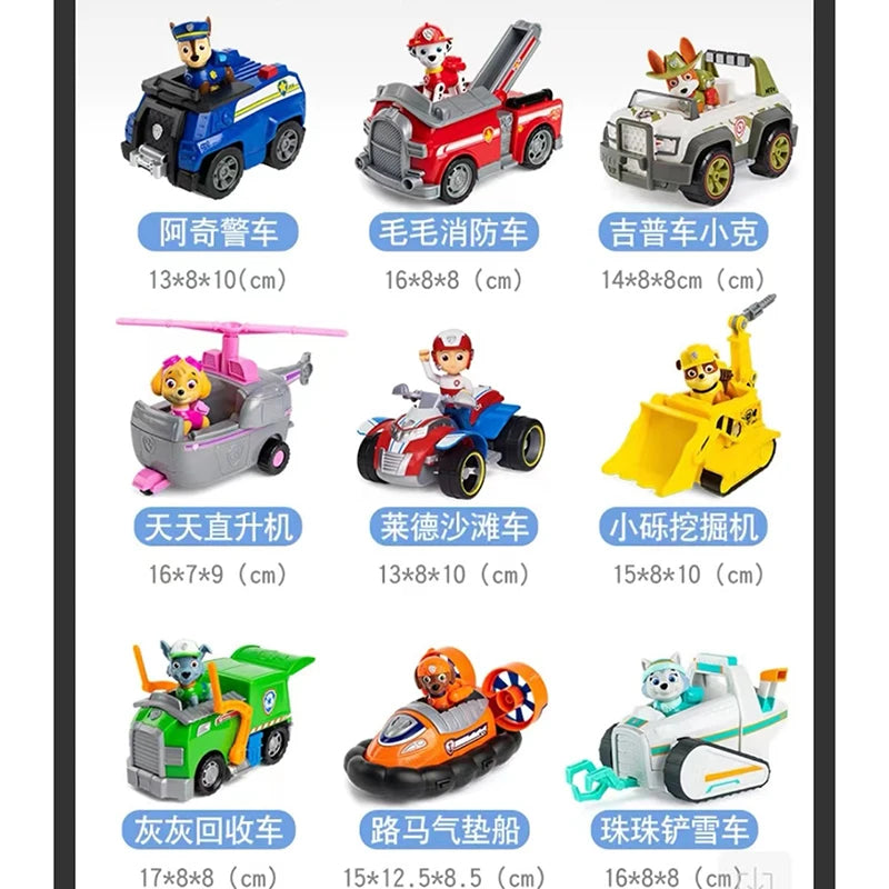 10kinds Genuine Paw Patrol Everest Ryder Rex Skye Chase Rocky Zuma Vehicle with Collectible Figure Birthday Gift Children Toy Beauty World Shop