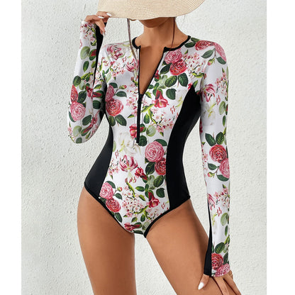 2026 Surfing Sport Swimsuit Long Sleeves Women One Piece Swimsuit  Swimwear Solid Monokini Bathing Suit Tropical Bodysuit Female Beauty World Shop