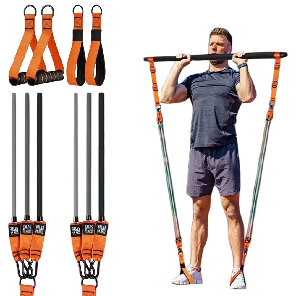 Pilates Bar Kit W/ Resistance Bands Multifunctional Pilates Bar Portable Yoga Pilates Stick Home Gym Strength Training Equipment Beauty World Shop