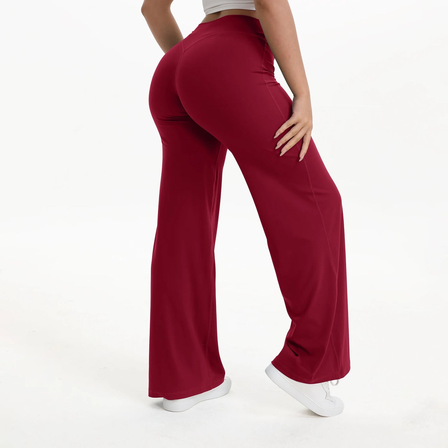 NCLAGEN SoftMotion Straight Leg Bottoms Women's Mid-Waist Yoga Pants GYM Leggings Naked Feel Pilates Running Sports Trousers Beauty World Shop