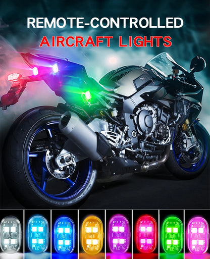 Wireless Light Aircraft Airplane Helicopter Warning Lights RGB Led Strobe lights Motorcycle Lights LED Flash with USB Charging Beauty World Shop
