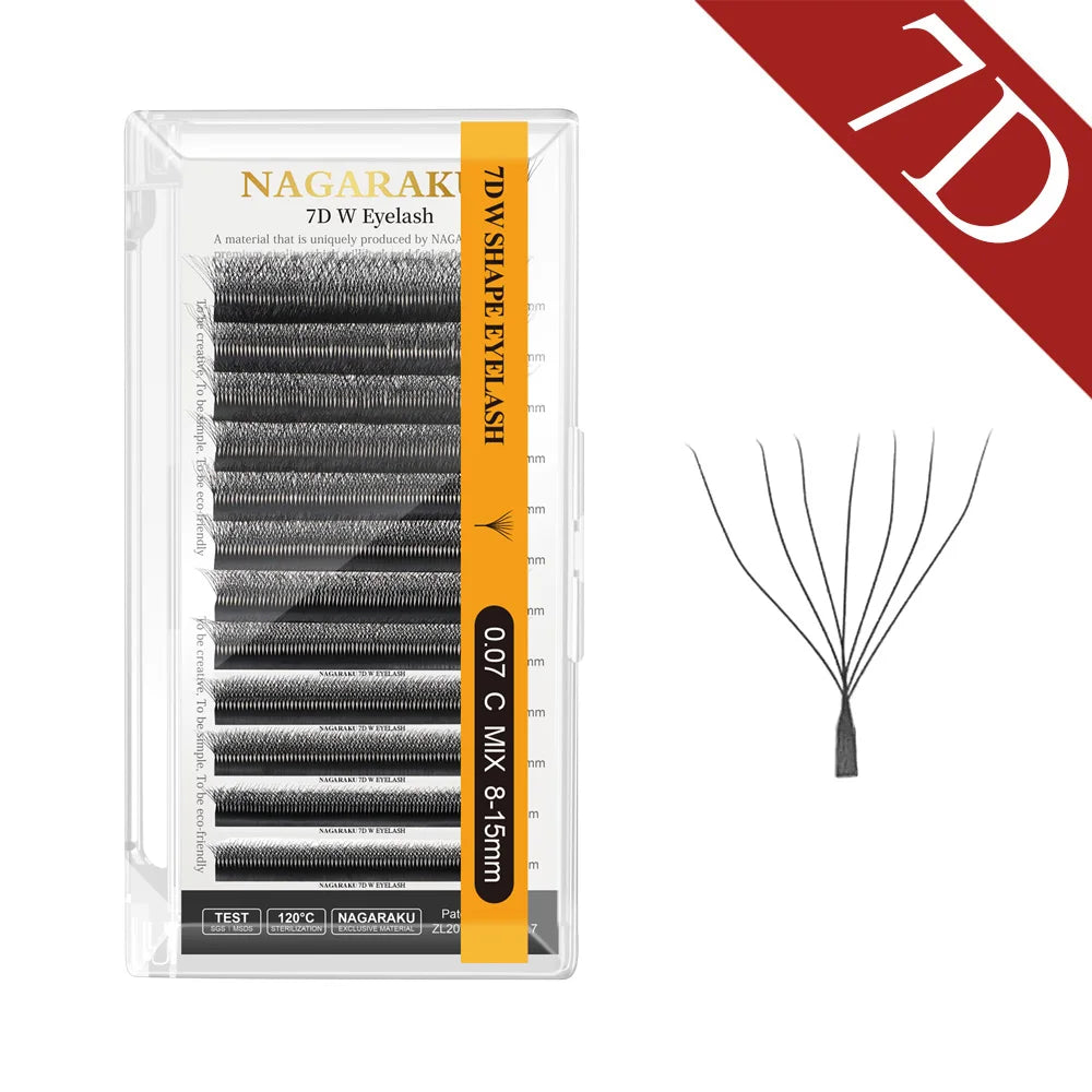 NAGARAKU Automatic Flowering W Shape Bloom 3D 4D 5D 6D 7D 8D Premade Fans Speed Eyelash Extensions Natural Soft Light Full Dense Beauty Fashion
