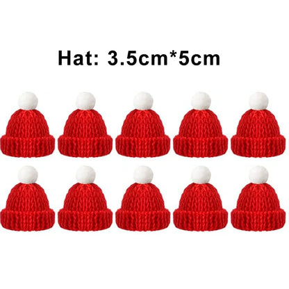 Mini Santa Knitted Hat & Scarf Small Christmas Costume for Cat Rabbit Doll Lollipop Bottle Cap DIY Xmas Party Dinner Decoration Beauty World Shop
