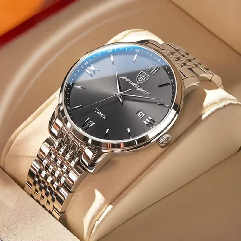 POEDAGAR Luxury Sports Men's Wristwatch Stainless Steel Waterproof Date Man Watch High Quality Casual Fashion Quartz Men Watches Beauty World Shop