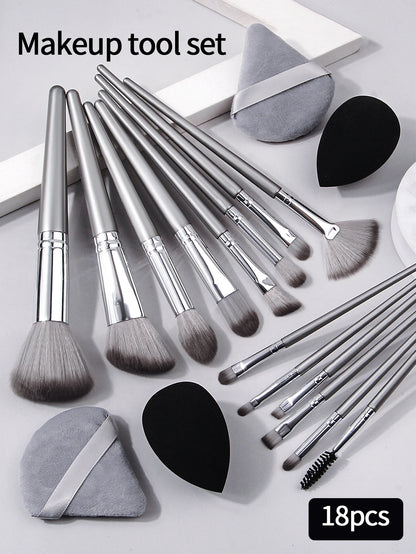 14pcs Makeup Brush Set Portable Soft Makeup Tool&2pcs Wet Wet Dual Use Makeup Egg&2pcs Triangle Sponge Makeup Powder Puff Beauty World Shop