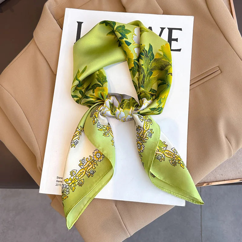 2025 New Fashion Luxury Printed Square Shawl Women 70x70cm Pashmina Silk Scarf Neck Headband Bandana Beauty World Shop