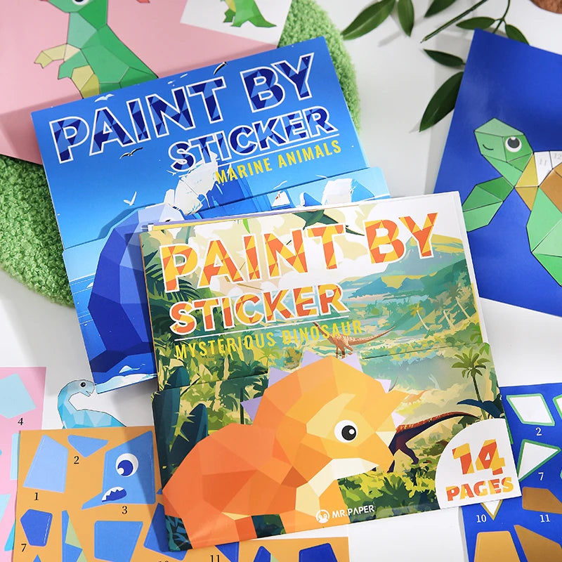 Mr Paper 12pcs/bag Sticker Book Students' Handmade 3D Geometric Collage DIY Stickers Early Educational Stickers For Journal Beauty World Shop