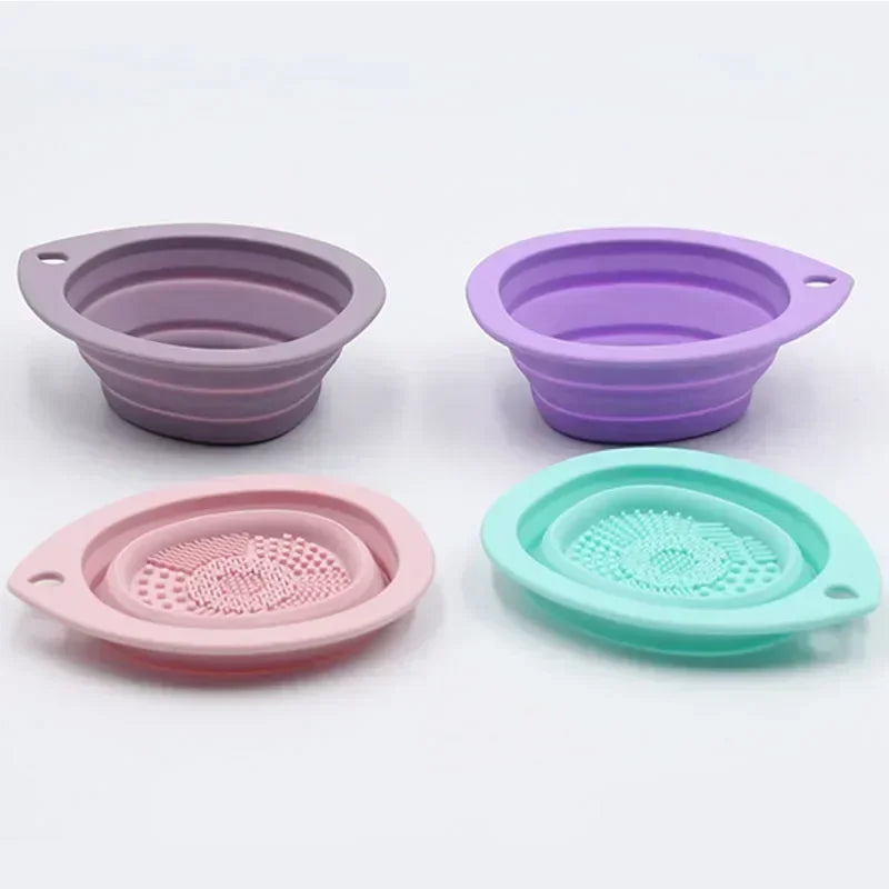 Silicone Makeup Brush Cleaner Folding Powder Puff Cleaning Bowl Eyeshadow Brushes Washing Soft Mat Beauty Tools Scrubber Box Beauty World Shop