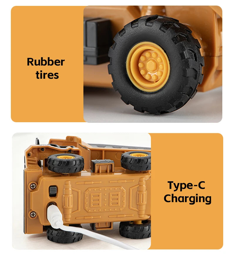 ZWN 1:64 RC Model Car 2.4G Remote Control Excavator Dump Truck Forklift Alloy Plastic Simulation Construction Vehicle Kids Toy Beauty World Shop