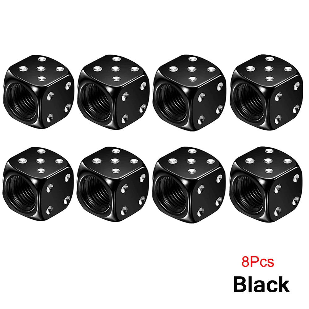 Aluminum Dice Tire Valve Caps Dustproof Car Truck Motocycle Bike Dice Wheel Stem Tyre Tire Wheel Stem Air Valve Dust Cap Cover Beauty World Shop