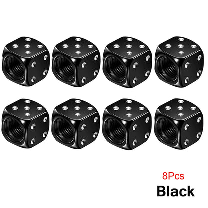 Aluminum Dice Tire Valve Caps Dustproof Car Truck Motocycle Bike Dice Wheel Stem Tyre Tire Wheel Stem Air Valve Dust Cap Cover Beauty World Shop