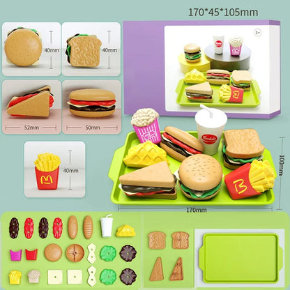 9 PCS Set Detachable Plastic Snack Hamburger Pretend Toy Kids Kitchen Play House Food Toy Beauty World Shop