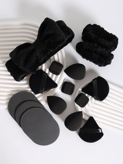 15 件套 Cosmetic Puff Makeup Sponge Blender Beauty Egg Foundation Sponges Puff Wash Face Headband Wristband Make up Accessories Beauty World Shop