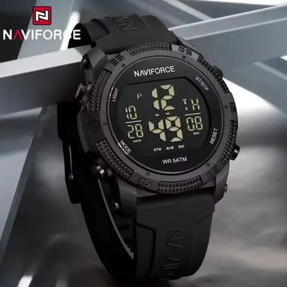 NAVIFORCE 7104 Sports Men's LCD Digital Leisure Date Week Alarm Clock Waterproof Silicone Strap Electronic Watch électronique Beauty World Shop