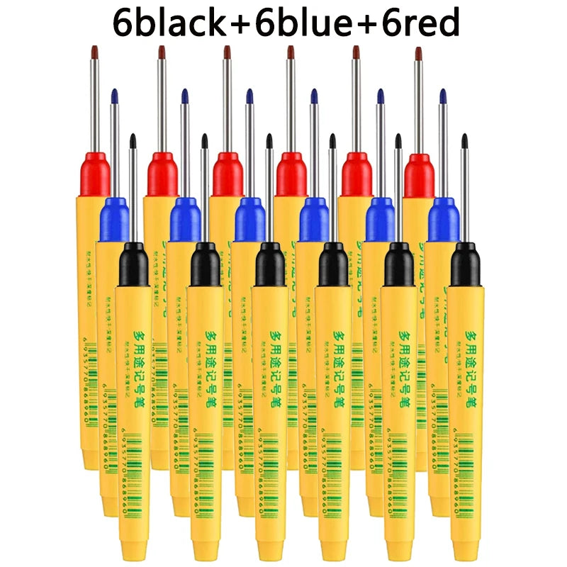 6pcs/set 33mm Red/Blue/Black Long Head Marking Pen Woodworking Decoration Deep Hole Waterproof Pen Multipurpose Marking Tool Beauty World Shop