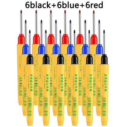 6pcs/set 33mm Red/Blue/Black Long Head Marking Pen Woodworking Decoration Deep Hole Waterproof Pen Multipurpose Marking Tool Beauty World Shop
