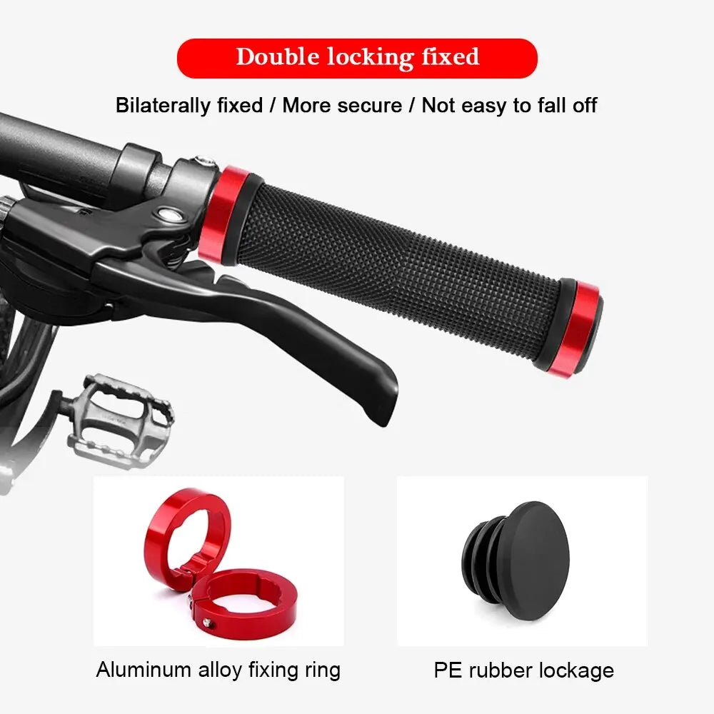 MTB Bicycle Rubber Grips Alloy Lock Bilateral Lock Handlebar Grips Anti Slip Cycling Handlebar Sleeve BMX Bicycle Accessories Beauty World Shop