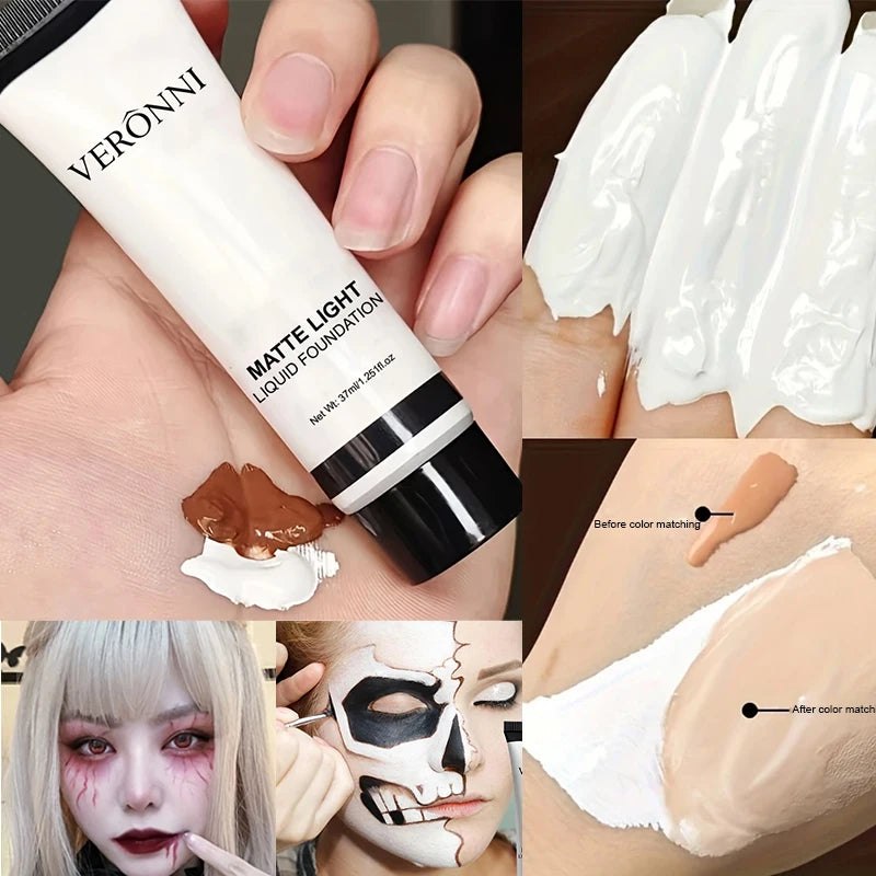 Pure White Liquid Foundation for COS Stage Makeup Long-lasting Concealer Mixable Pure White Foundation Adjuster Lighten&Brighten Beauty World Shop