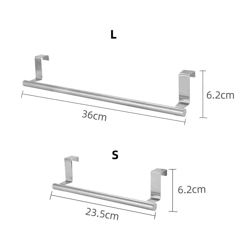 1Pcs Towel Rack Over Door Towel Bar Hanging Holder Stainless Steel Bathroom Kitchen Cabinet White Black Towel Rag Shelf Hanger Beauty World Shop