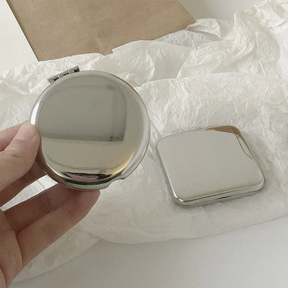 1pcs Portable Women Stainless Steel Makeup Mirror Hand Pocket Folded-Side Cosmetic Make Up Mirror Small Various Shapes Beauty World Shop
