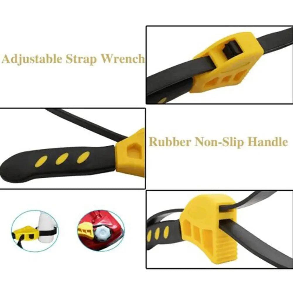 Multifunctional Belt Wrench Adjustable Rubber Strap Jar Wrench Tool Opener Wrench Cartridge Pipe Wre Filter Oil Disassembly 6in Beauty World Shop