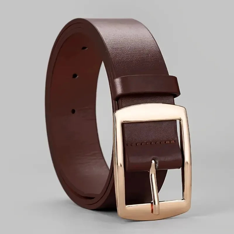 New Luxury Belt for Men PU Leather Belt Metal Pin Buckle High Quality Famous Brand Designer Waist Strap Belt for Jeans Plus Size Beauty World Shop