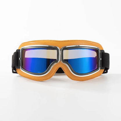 Motorcycle Glasses Windproof Motorcycle Helmet Glasses Sunglasses Retro Universal Folding Leather Retro Motorcycle Accessories Beauty World Shop