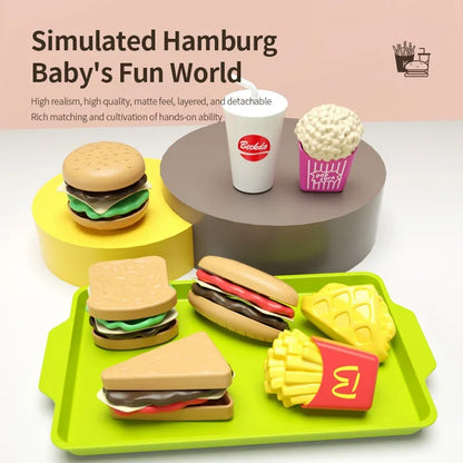 9 PCS Set Detachable Plastic Snack Hamburger Pretend Toy Kids Kitchen Play House Food Toy Beauty World Shop