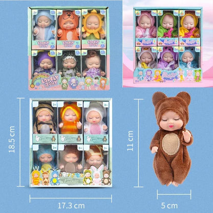6/8Pcs Set Sleeping Mini Baby Dolls Reborn Lifelike Toys Cute Adorable Dolls With Butterfly Crocodile Sunflower Comfort Toy Gift Beauty World Shop