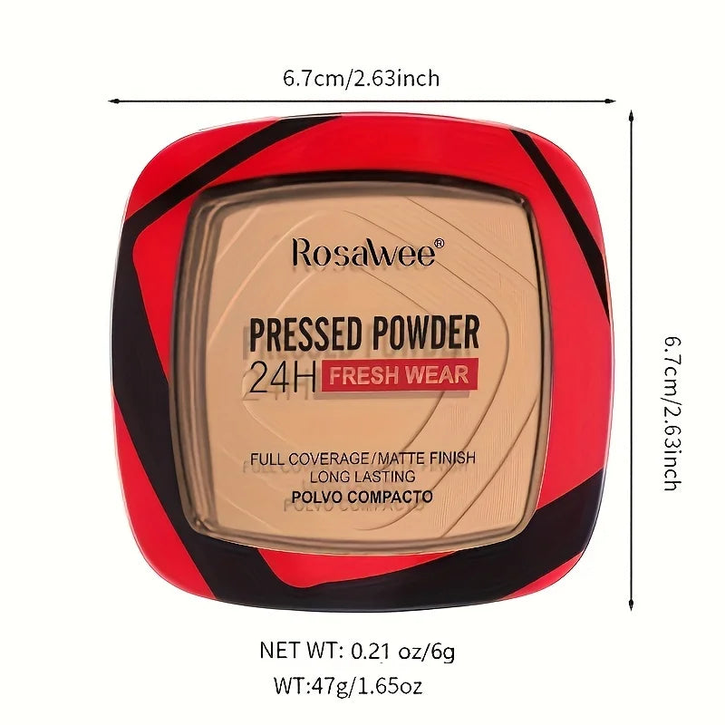 Matte Full Coverage Pressed Powder Foundation With Puff Applicator, 24H Fresh Wear Matte Weightless Finishing Powder Makeup Beauty World Shop
