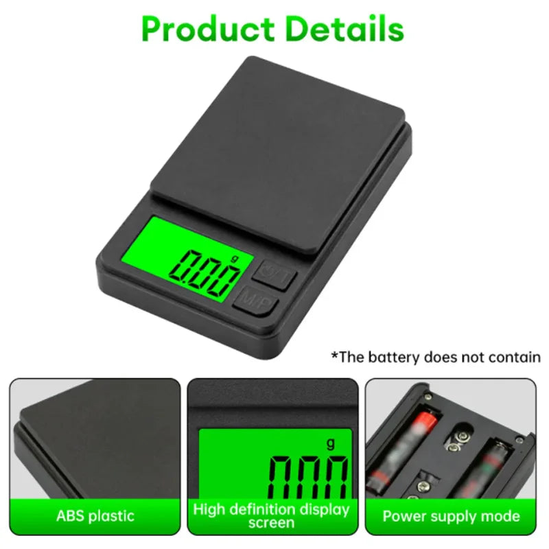 Precision Pocket Scale 1000g X 0.1g - Digital Gram, Food, Jewelry, Ounces/Grains Scale with Backlit LCD - Mini Scale for Travel Beauty World Shop