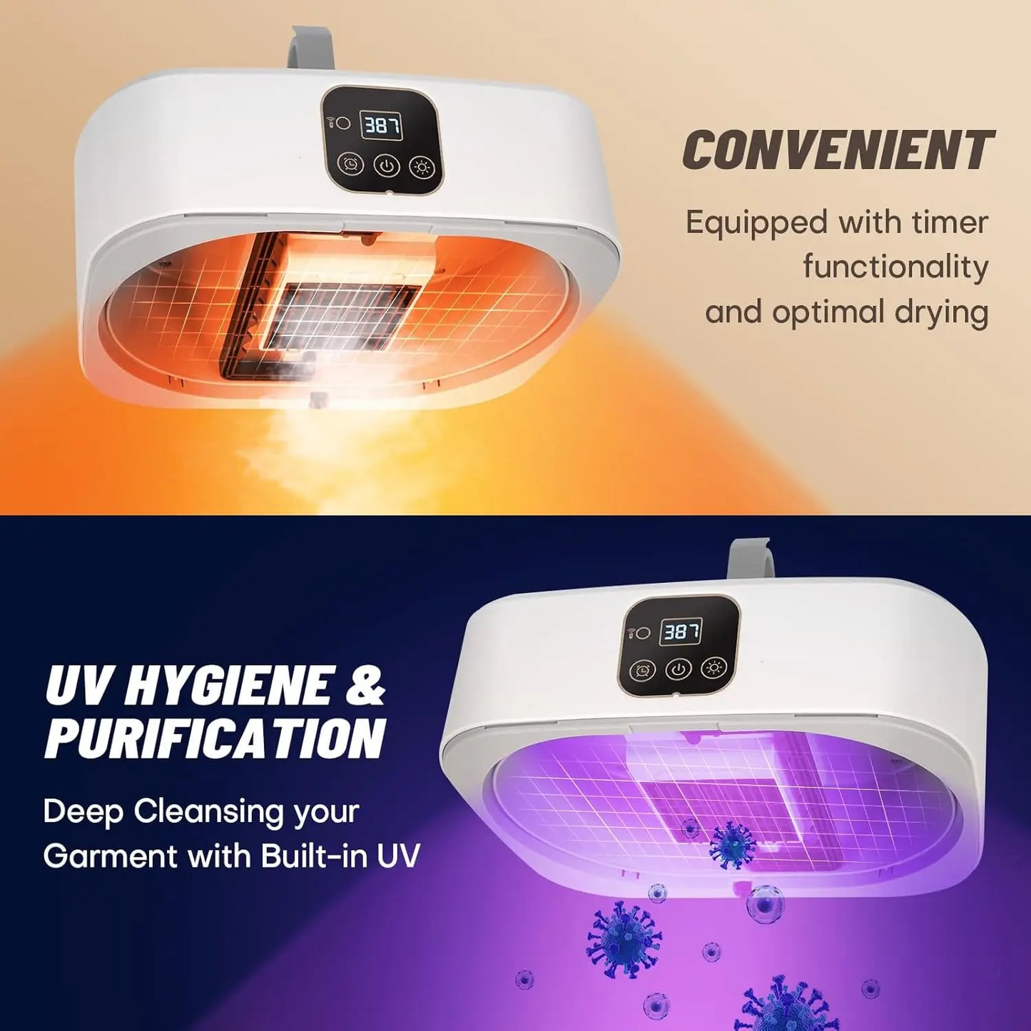 Portable Multifunctional Dryer Electric Clothes Dryer Low-noise Foldable Laundry Dryer Warm air Heating clothing and timing mode