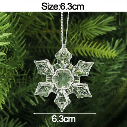 5pcs Christmas Home Decorations Crystal Acrylic Ornaments Snowflake Elk Xmas Tree Hanging Pendants Navidad 2025 New Year Gift Beauty World Shop
