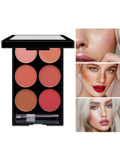 6-Color Blush and Contouring All-in-One Palette, Pearlescent Matte Powder Makeup Palette Beauty World Shop